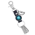 Detail of Pisces constellation leather keychain with crescent moon charm and six key hooks - Single Pack / Pisces