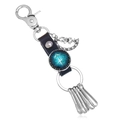 Detail of Sagittarius leather keychain with blue galaxy gem and silver hooks - Single Pack / Sagittarius