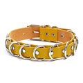 Gargantilla punk de cuero amarillo con anillos plateados y remaches metálicos góticos - Amarillo