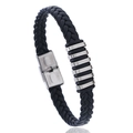 Heren gevlochten zwarte siliconen armband met roestvrijstalen sluiting en details - Zwart Gevlochten Stijl