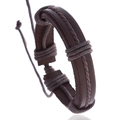 Vintage braunes geflochtenes Lederarmband für Herren im Bohemian Punk Stil verstellbar - Dunkelbraun (B01790)