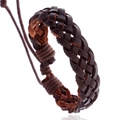 Handgefertigtes geflochtenes dunkelbraunes Lederarmband mit verstellbarem Kordelzug - Dunkelbraun