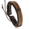 Vintage layered brown genuine leather braided bracelet with adjustable punk wrap cords - Brown Vintage Braided Style