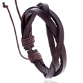 Retro dunkelbraunes handgefertigtes gewebtes Lederarmband mit verstellbarem Design - Dunkelbrauner geflochtener Stil