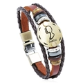 Dettaglio del bracciale zodiacale Gemelli in pelle vintage intrecciata con ciondolo - Gemelli