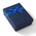 Detail of dark blue gift box with lychee texture and blue satin ribbon bow for jewelry - Dark Blue