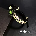 Bracelet tressé lumineux avec signe du zodiaque Bélier et cordon noir réfléchissant - Bélier