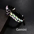 Bracelet tressé Gémeaux lumineux avec fil réfléchissant et boucle en métal gravée - Gémeaux