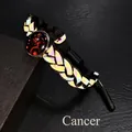 Bracelet tressé signe Cancer avec tissu réfléchissant et pendentif à effet holographique - Cancer