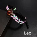 Bracciale intrecciato costellazione Leone con fili olografici viola e riflettenti - Leone