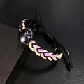 Bracciale intrecciato segno Bilancia con finitura olografica e fascino luminoso - Bilancia