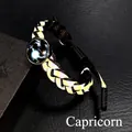 Bracciale intrecciato Capricorno luminoso con cordino nero e ciondolo a stella - Capricorno