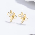 Elegantes pendientes de lazo en plata 925 con circón de pera y acabado dorado - Plata 925 / Dorado