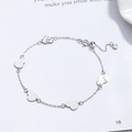 Bracciale in argento 925 con ciondoli a zucca martellata e catena regolabile fine - Argento 925 / Oro Bianco
