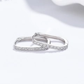Orecchini a cerchio in argento S925 con zirconi tondi in micro-pavé lucido - Argento 925 / Oro Bianco