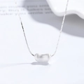 Silver pea pod pendant necklace with brushed matte finish on a sleek snake chain - 925 Silver / Silver