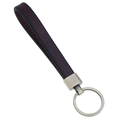 Dunkelbrauner Leder-Schlüsselanhänger mit silbernem Ring im minimalistischen Stil - Bronze + Braun