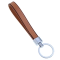 Minimalistischer Vintage-Leder-Schlüsselanhänger in Braun mit silberner Metallschnalle - Silber + Naturfarben