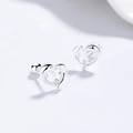 925 silver dolphin heart screw back earrings with polished silver finish - 925 Silver / Silver