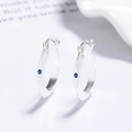 Pendientes de aro en plata 925 mate con corte facetado e incrustación de gema azul - Plata 925 / Plateado
