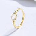 Minimalistischer 925 Silber Mondsteinring in Goldoptik mit Zirkonia-Verzierungen - Einstellbar Offen / Gold
