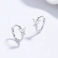 925 silver butterfly hoop earrings with sparkling marquise zircon in silver finish - 925 Silver / White Gold