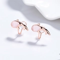 Rose gold dolphin clip-on earrings featuring pink opal stones and soft pads - 925 Silver / Rose Gold (Koi Style)
