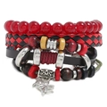 Handgefertigtes 4er-Set mehrlagige Lederarmbänder mit Perlen im Boho- und Retro-Stil - 3-teiliges Set