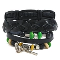 Herren Lederarmband Set im Retro-Stil mit geflochtenen Bändern und Schwert-Anhänger - 3er-Set (TZ239)