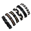 Retro 6-delige set heren gevlochten leren armbanden met minimalistisch geweven touw - Meerlaagse Combinatiestijl