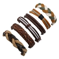 Set di bracciali bohémien fatti a mano in pelle e corda di canapa per uomo - Set da 6 Pezzi