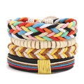 Bohemian four-piece woven bracelet set with colorful cotton ropes and beads - Multi-layer Combination (TZ296)