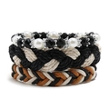 Bohemian woven wax cord bracelet set with multi-layer beads and braided rope patterns - Three-Piece Set