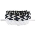 Dreiteiliges Punk-DIY-Armband-Set mit schwarzen facettierten Perlen und Webkordel-Designs - 3-teiliges Set