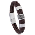 Geflochtenes braunes Lederarmband für Herren mit silbernem Edelstahl-Magnetverschluss - 20.5CM / Braun