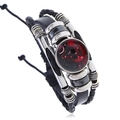 Retro multilayer woven leather bracelet featuring a glowing Scorpio zodiac glass bead - Virgo