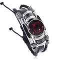 Handmade Scorpio multilayer leather bracelet with luminous zodiac glass dome and braided rope - Scorpio