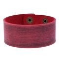Vintage rode brede leren armband voor heren met distressed textuur en metalen drukknopen - 3CM Vintage Bourgondië