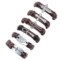 Set di sei bracciali vintage in pelle intrecciata con ciondoli a croce religiosa - 6-Articoli (TZ325)