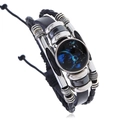 Luminous Pisces constellation beaded leather bracelet with multilayer braided punk style - Pisces