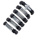 Men's retro 6-piece braided leather bracelet set with cross and LOVE metal charms - 6-Piece Set
