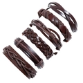 Set di 6 bracciali in pelle intrecciata marrone retrò con finiture vintage e punk - Combinazione Intrecciata Vintage (TZ326)