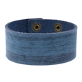 Vintage donkerblauwe distressed lederen armband met bronzen metalen drukknopen - 3CM Vintage Blauw