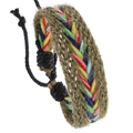 Bohemian colorful woven bracelet with adjustable sliding knot on white background - Colorful Totem (B01869)