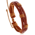 Vintage geflochtenes Lederarmband für Damen im Boho-Stil mit verstellbarem Kordelzug - Geflochtener Stil / Braun