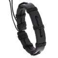 Verstellbares schwarzes geflochtenes Lederarmband im Punk-Stil auf weißem Hintergrund - Retro-Webstil / Schwarz
