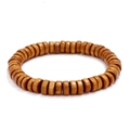 Handgefertigtes Holzperlen-Armband mit natürlicher Maserung im Bohème-Stil für Damen - Hellbraun