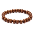 Pulsera de cuentas de madera hecha a mano con cuentas de color marrón rojizo pulidas - Tostado