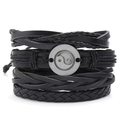 Set de pulseras de cuero multicapa hecho a mano con amuleto vintage Yin Yang Tai Chi - Juego de 4 piezas