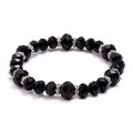 Pulsera de cuentas con cristales negros facetados y anillos espaciadores con diamantes - Negro